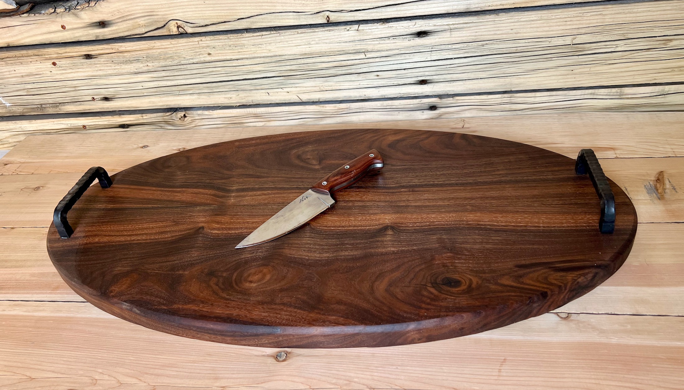 Custom Crafted Walnut Serving Board with Handles
